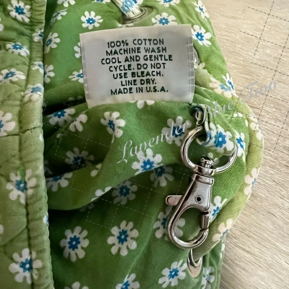 Vintage VERA BRADLEY Green Apple 2004 Drawstring 2 Pocket S Backpack Floral USA
